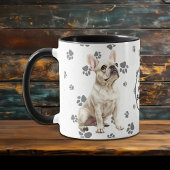 Love My White French Bulldog Pawprint Pattern Mok