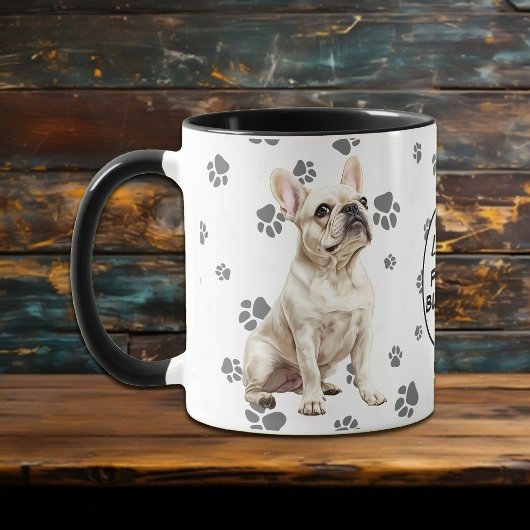 Love My White French Bulldog Pawprint Pattern Mok