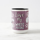 Love My White Poodle Cartoon 15 oz Tweekleurige Koffiemok (Center)