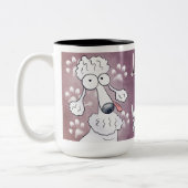 Love My White Poodle Cartoon 15 oz Tweekleurige Koffiemok (Links)