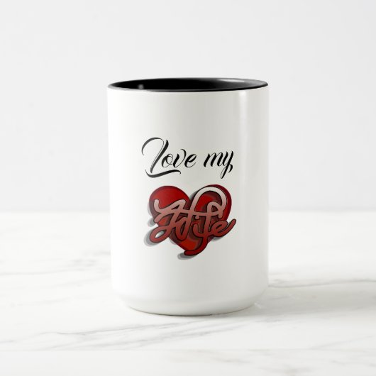 Love My Wife Heart Design Mok (Midden)
