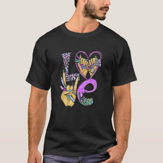 Love Nail Tech Leopard Women Nail Master Sunflower T-shirt