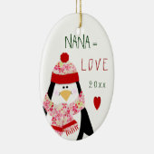 Love NANA Penguin kerstcadeau Keramisch Ornament (Rechts)