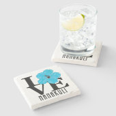 LOVE Nanakuli Hawaii Blue Hibiscus Stenen Onderzetter (Zijkant)