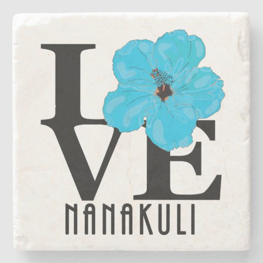 LOVE Nanakuli Hawaii Blue Hibiscus Stenen Onderzetter (Voorkant)