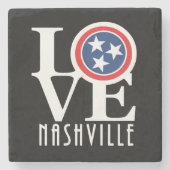 LOVE Nashville Stone Onderzetter Witte Tekst (Voorkant)