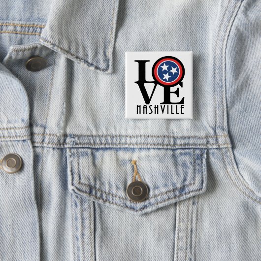 LOVE Nashville Vierkante Button 5,1 Cm