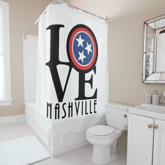LOVE Nashville (zwarte tekst) Douchegordijn (In situ)