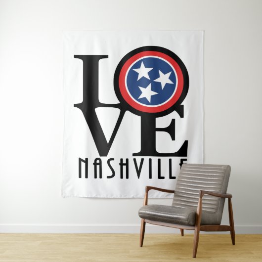 LOVE Nashville (zwarte tekst) Wandkleed (In situ)