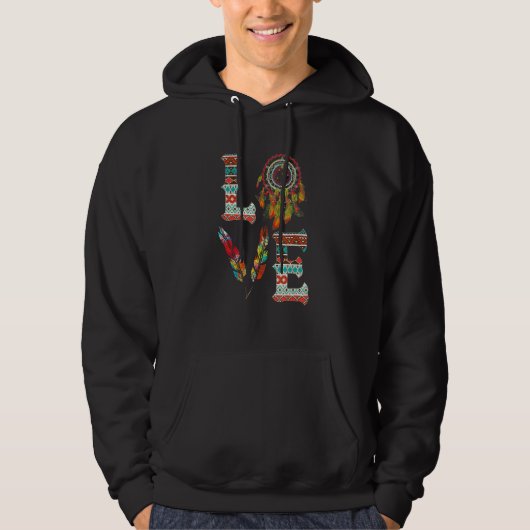 LOVE Native American Indian Headdress With Feather Hoodie (Voorkant)