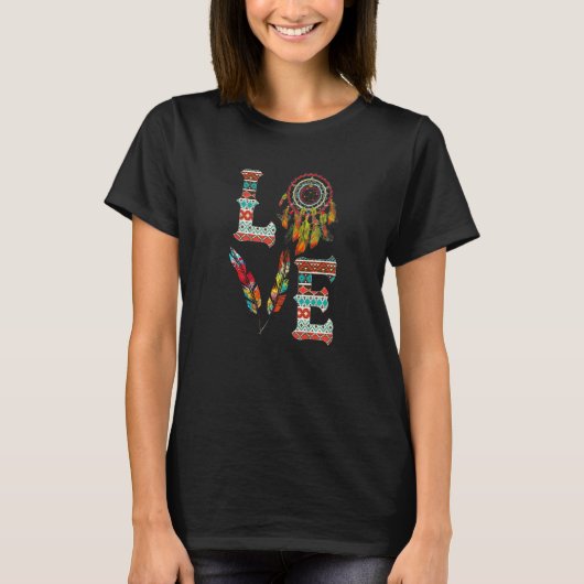 LOVE Native American Indian Headdress With Feather T-shirt (Voorkant)