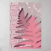Love Natuur gestileerde roze varenbladeren Poster (Voorkant)