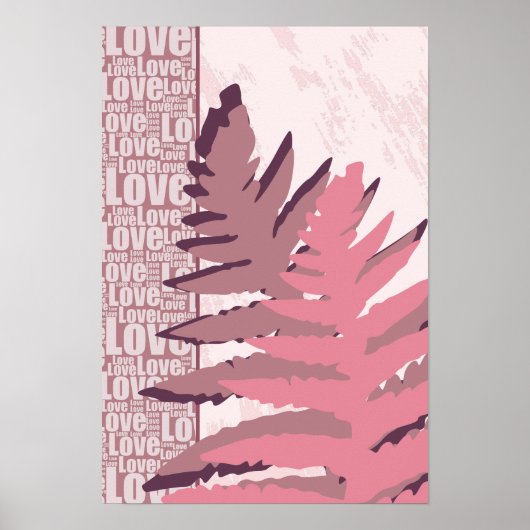 Love Natuur gestileerde roze varenbladeren Poster (Voorkant)