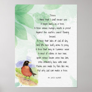 Love Natuur Inspirerend Poem Trees Kilmer Poster