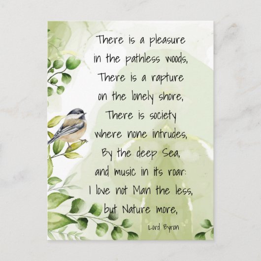Love Natuur Inspirerend Quote Lord Byron Briefkaart (Voorkant)