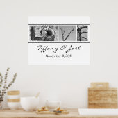 Love:Natuur Wedding Poster met namen en datum (Keuken)