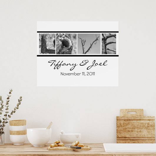 Love:Natuur Wedding Poster met namen en datum (Keuken)