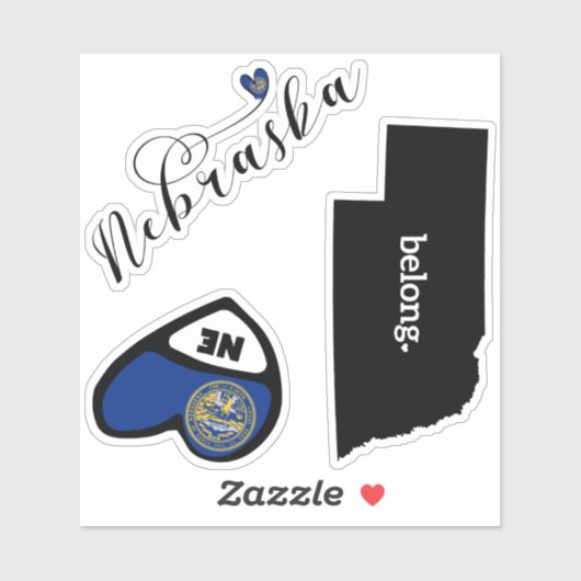 Love Nebraska, 3 Design, Die Cut Stickers (Vel)
