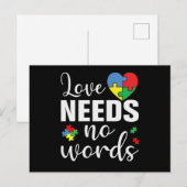 Love Needs No Words Autism Aankondigingskaart (Voorkant / Achterkant)