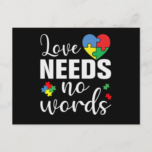 Love Needs No Words Autism Aankondigingskaart (Voorkant)