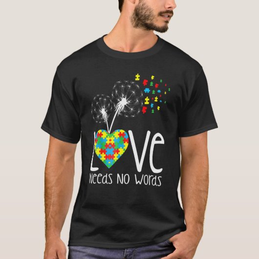 Love Needs No Words Autism Awareness Heart Puzzle T-shirt (Voorkant)