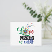 Love Needs No Words Autism Shirt Autism Awareness Briefkaart (Staand voorkant)