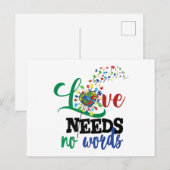 Love Needs No Words Autism Shirt Autism Awareness Briefkaart (Voorkant / Achterkant)