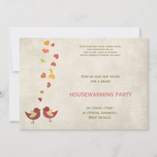 Love Nest - Housewarming Party Invitation Kaart (Achterkant)