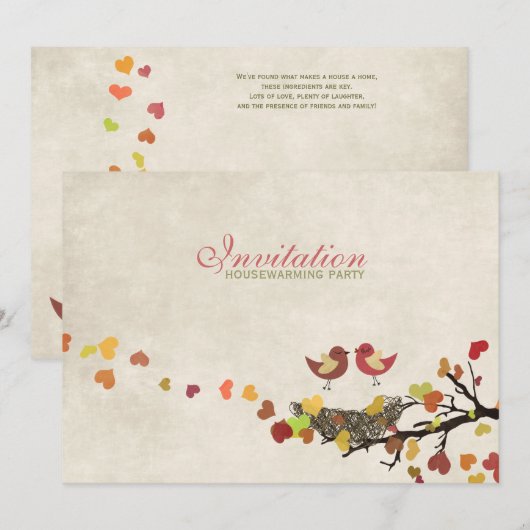 Love Nest - Housewarming Party Invitation Kaart (Voorkant / Achterkant)