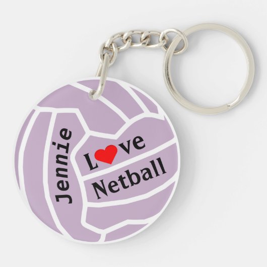 Love Netball Ball Personalized Sleutelhanger (Achterkant)