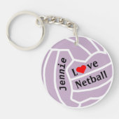 Love Netball Ball Personalized Sleutelhanger (Voorkant)