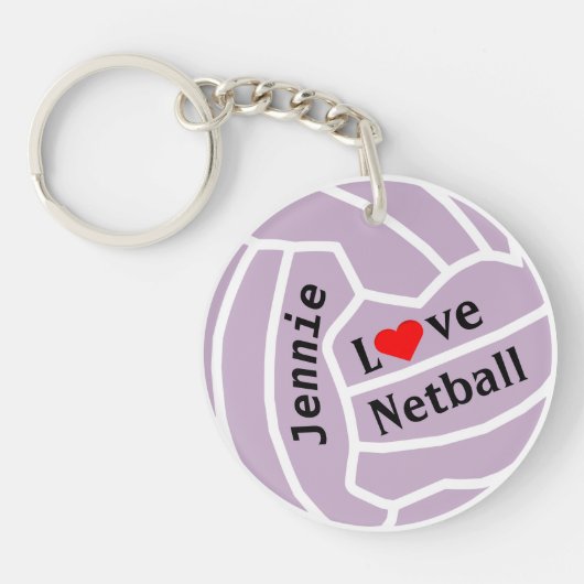 Love Netball Ball Personalized Sleutelhanger (Voorkant)