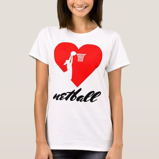 Love Netball Heart Design T-shirt (Voorkant)
