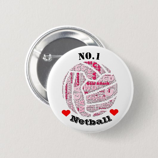 Love Netball Player Positions Pin Badge Ronde Button 5,7 Cm (Voorkant /achterkant)