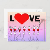 Love Netball Positions Stick Figures and Heart Briefkaart (Voorkant / Achterkant)
