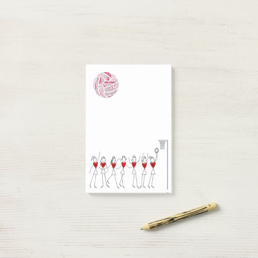 Love Netball Positions Stick Figures Post-it® Notes (Op bureau)