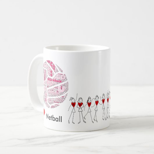 Love Netball Positions Word Cloud Koffiemok (Voorkant links)