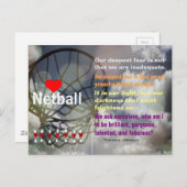Love Netball Theme en Inspirerend Quote Briefkaart (Voorkant / Achterkant)