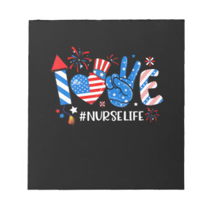 Love Neurse Life American Flag 4e juli Notitieblok