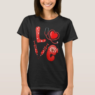 Love Neurse Stethoscoop Syringe Happy Valentijns D T-shirt