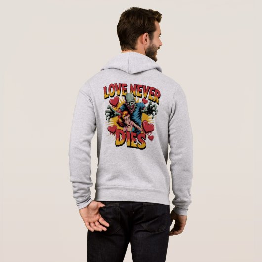 Love Never Dies – Retro Zombie Horror Pin-Up Hoodie (Achterkant volledig)