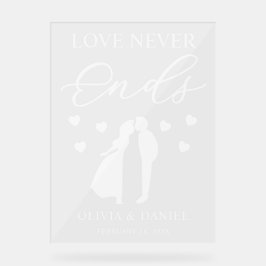 Love Never Ends Personalized Wedding Acryl Bord