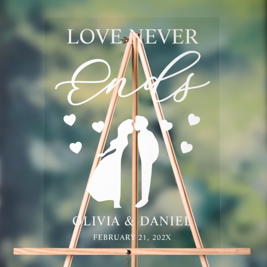 Love Never Ends Personalized Wedding Acryl Bord (Neutraal)