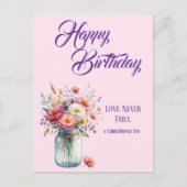 Love Never Fails Christian Birthday Greetings Briefkaart (Voorkant)