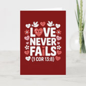 Love Never Fails Christian Valentine Scripture  Kaart (Voorkant)