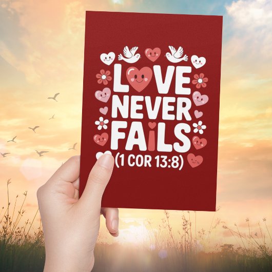 Love Never Fails Christian Valentine Scripture  Kaart