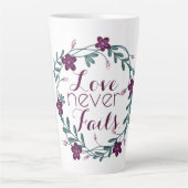 Love Never Fails Latte Mug Mok (Voorkant)