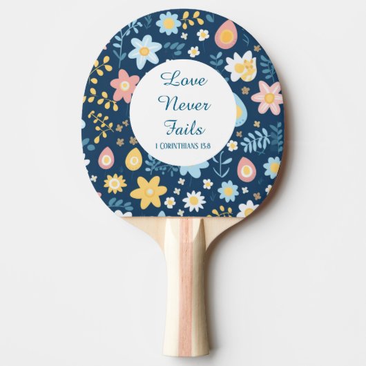 Love Never Fails Ping Pong Paddle Tafeltennisbatje (Voorkant)