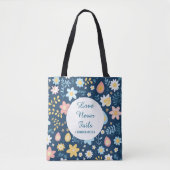 Love Never Fails Tote Bag (Voorkant)