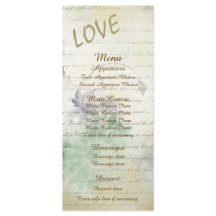 Love Never Fails Wedding Menu